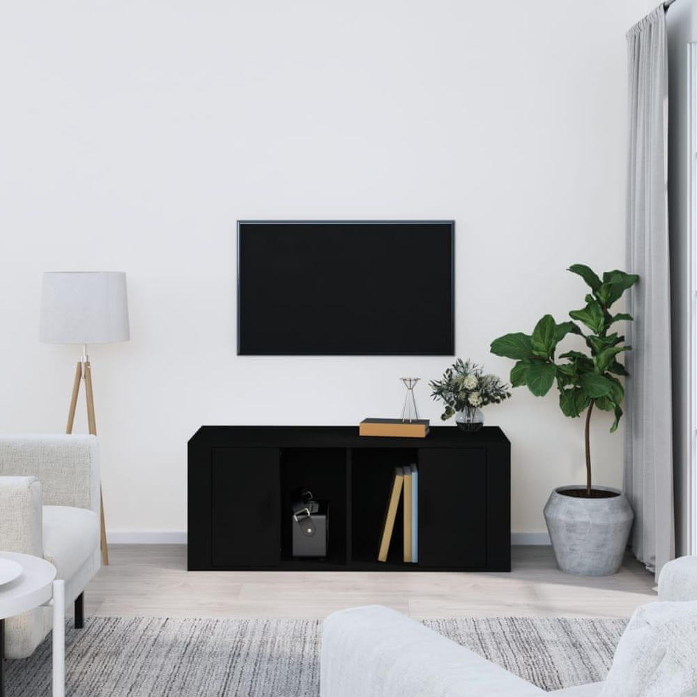 Vidaxl TV skrinka čierna 100x35x40 cm spracované drevo